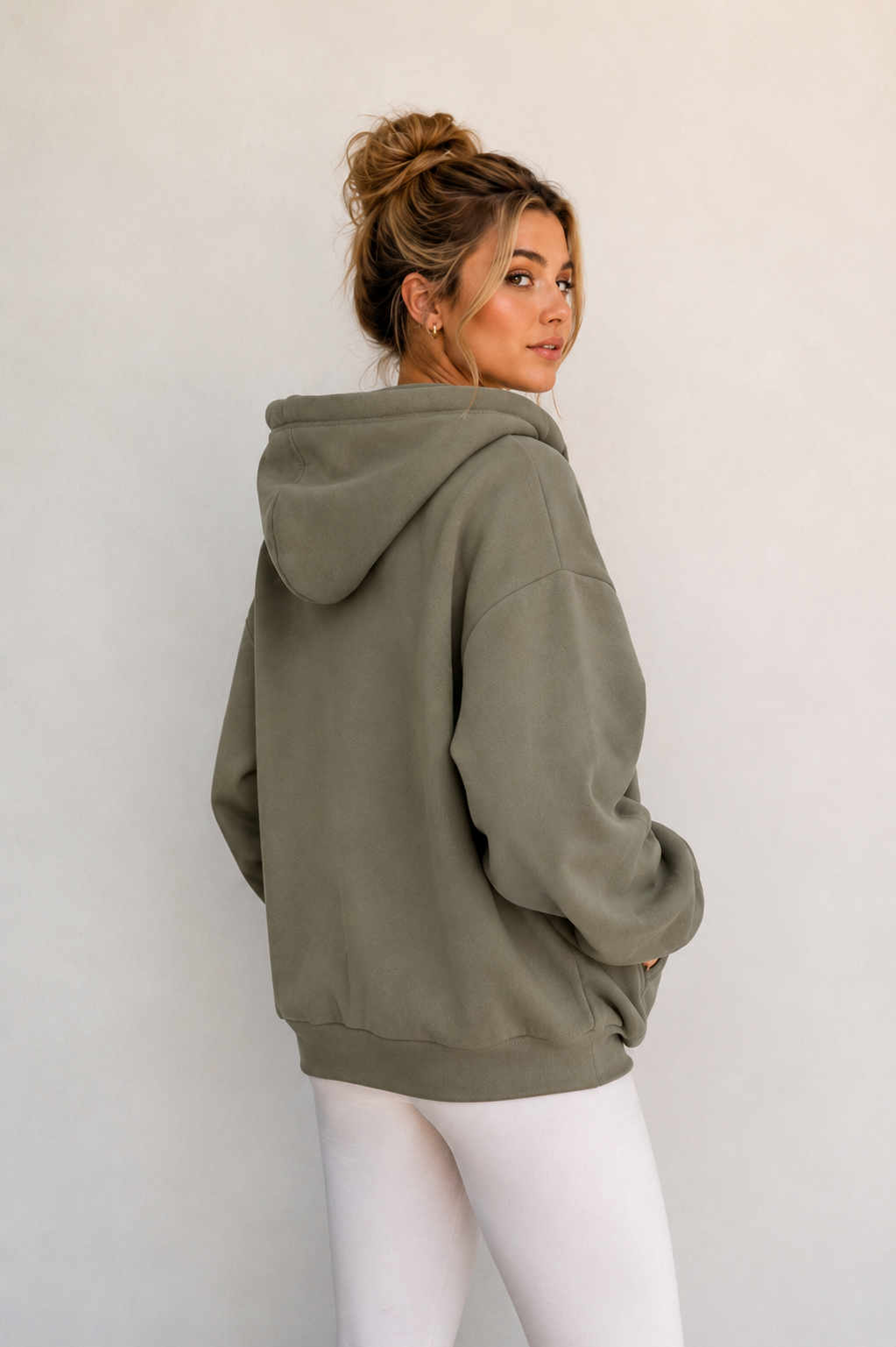 Sage Green Double Zip Up Hoodie