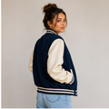 Oversized Leather Varsity Jacket Retro College Style