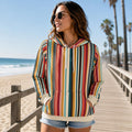 Retro Stripe Pullover Hoodie Mid Century Style