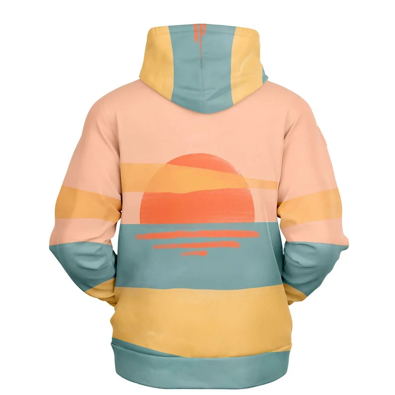 Sun Sunset Hoodie - Colorful Lightweight Summer Pullover, Eco-Friendly Graphic Hoodie