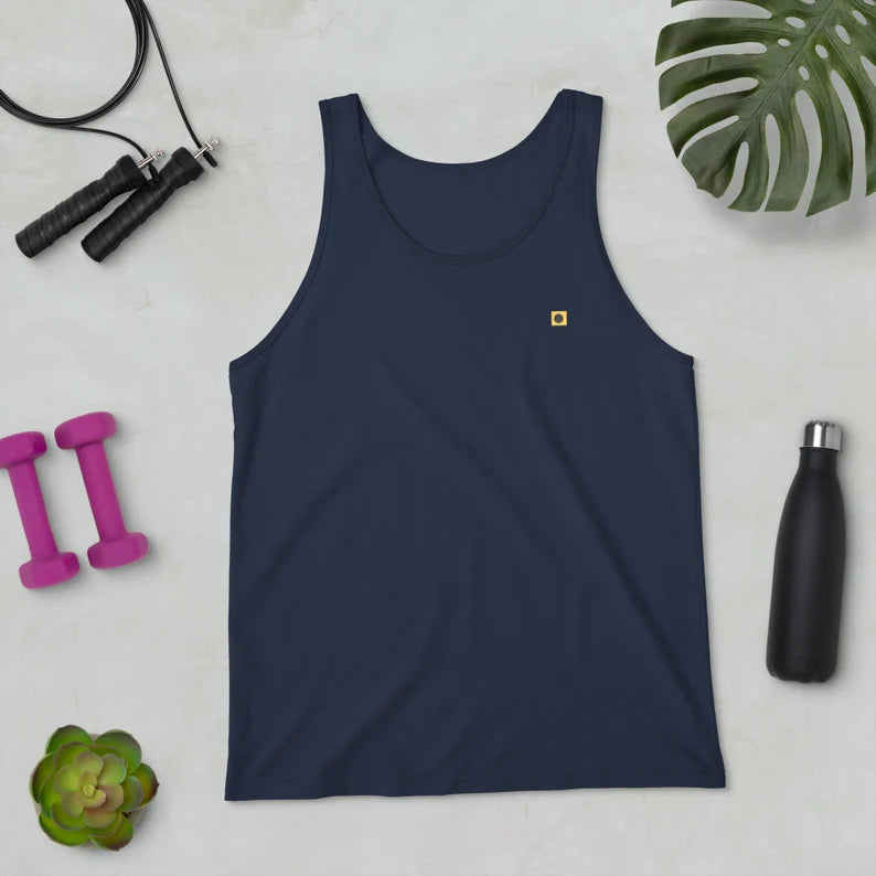 Minimalist Logo Tank Top - Unisex 100% Cotton Casual Sleeveless Shirt & Summer Basics Top
