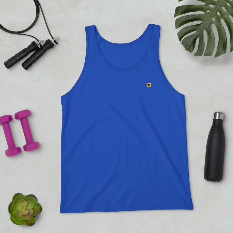 Minimalist Logo Tank Top - Unisex 100% Cotton Casual Sleeveless Shirt & Summer Basics Top