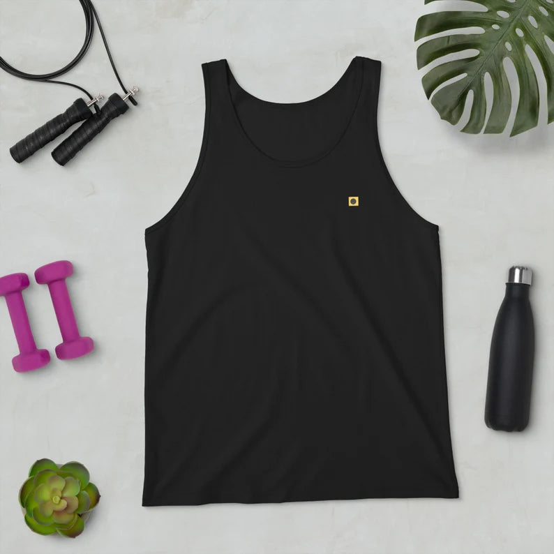 Minimalist Logo Tank Top - Unisex 100% Cotton Casual Sleeveless Shirt & Summer Basics Top