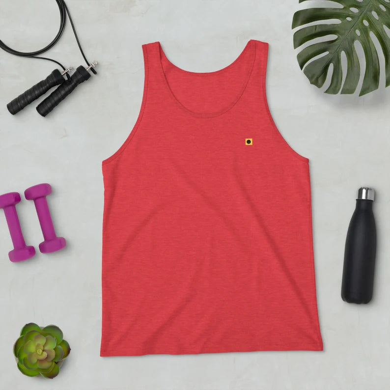 Minimalist Logo Tank Top - Unisex 100% Cotton Casual Sleeveless Shirt & Summer Basics Top