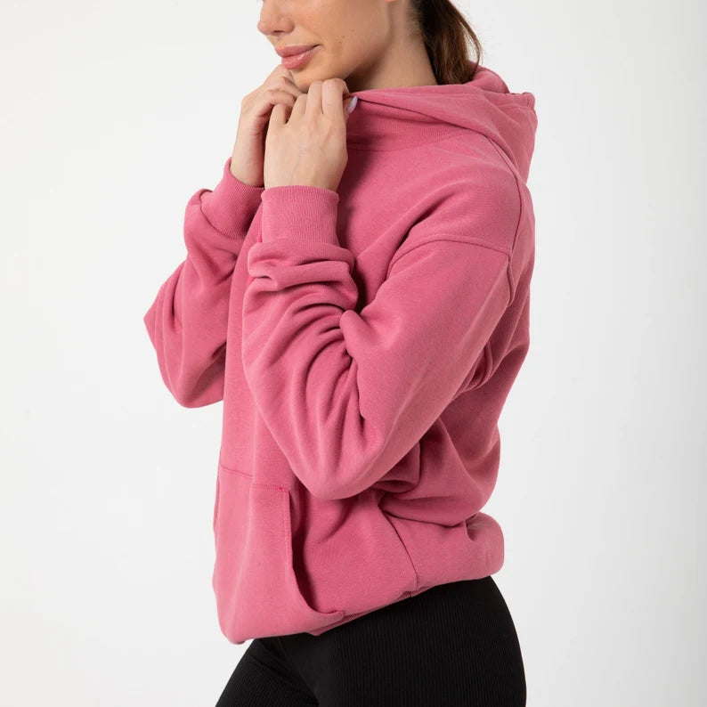 Dusty Rose Cotton Hoodie - Custom Pullover Sweatshirt, Soft Unisex Fit