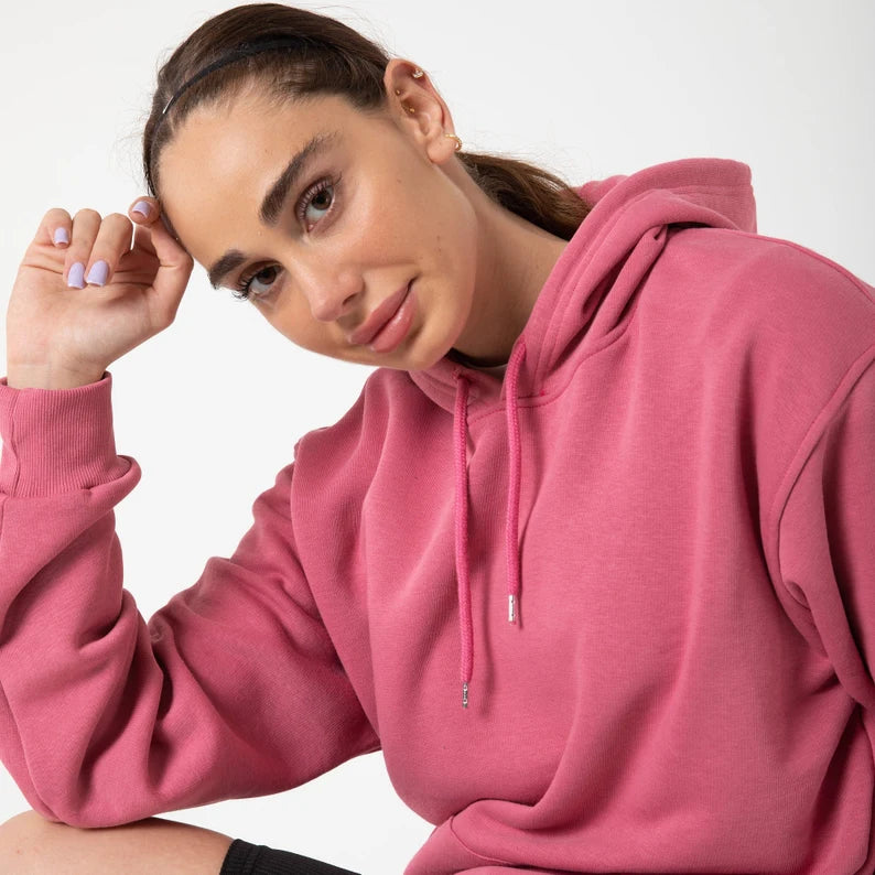 Dusty Rose Cotton Hoodie - Custom Pullover Sweatshirt, Soft Unisex Fit