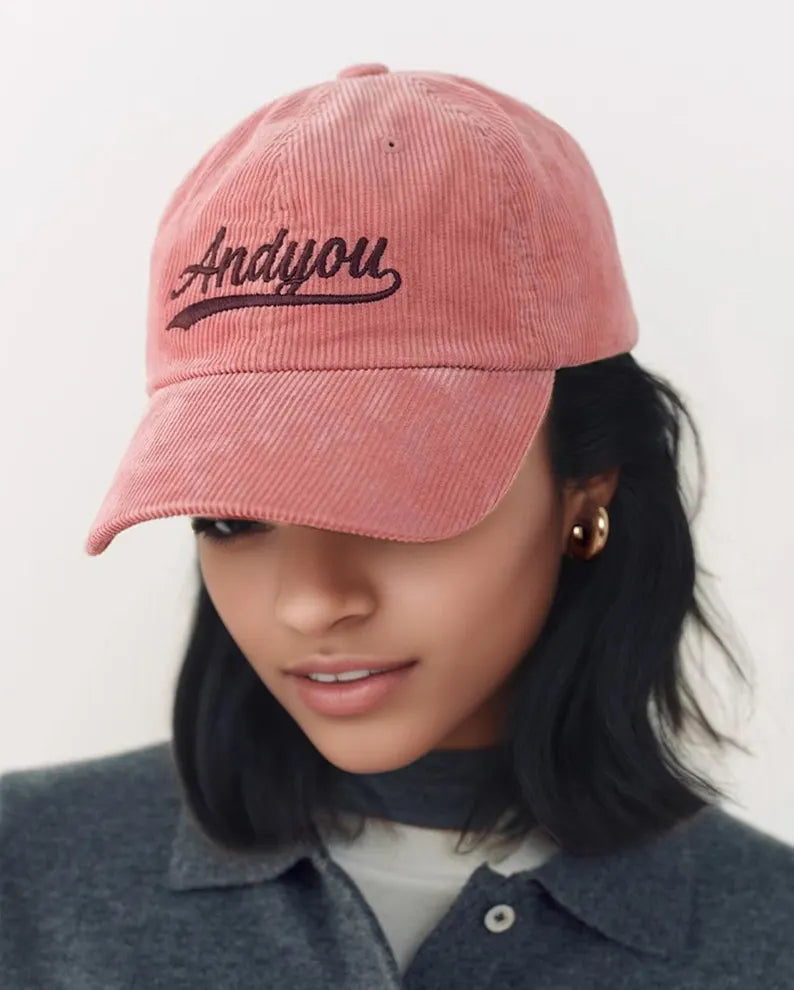 Custom Corduroy Baseball Cap - Personalized Handmade Warm Winter Hat & Gift for Mom