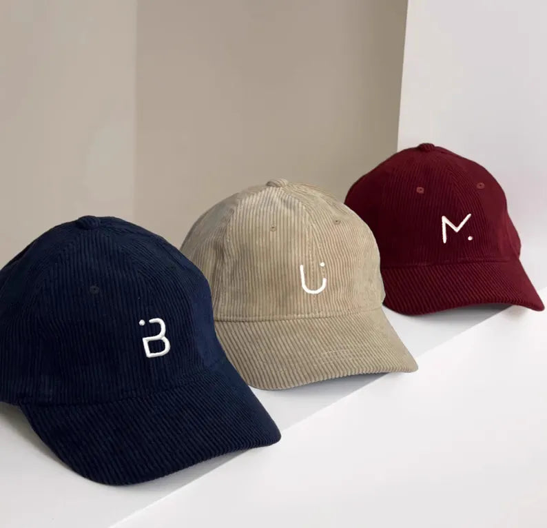 Custom Corduroy Baseball Cap - Personalized Handmade Warm Winter Hat & Gift for Mom