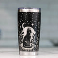 Engraved Cat Moon Floral Tumbler - 20oz Custom Stainless Steel Tumbler with Lid & Straw