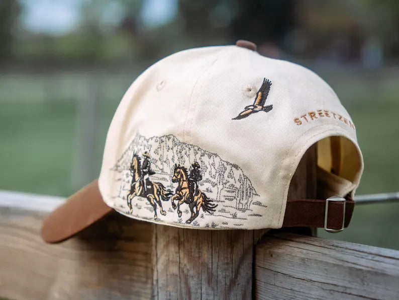Western Embroidered Cap - Unisex Vintage Cowboy Hat & Rodeo Country Style Trucker Strapback