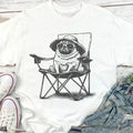 Vintage Pug Beach T-Shirt - Funny Relaxing Pug in Chair Tee, Retro Summer Pug Lover Gift