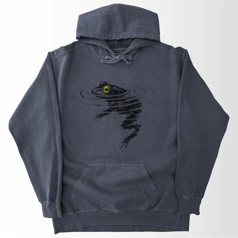 Frog Swimming Hoodie - Nature Sweatshirt, Cottagecore Wildlife Pullover