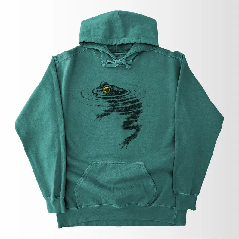 Frog Swimming Hoodie - Nature Sweatshirt, Cottagecore Wildlife Pullover