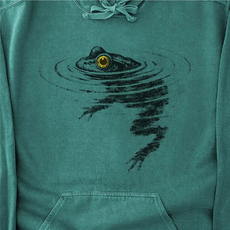 Frog Swimming Hoodie - Nature Sweatshirt, Cottagecore Wildlife Pullover