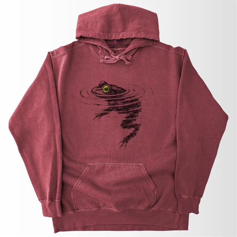 Frog Swimming Hoodie - Nature Sweatshirt, Cottagecore Wildlife Pullover
