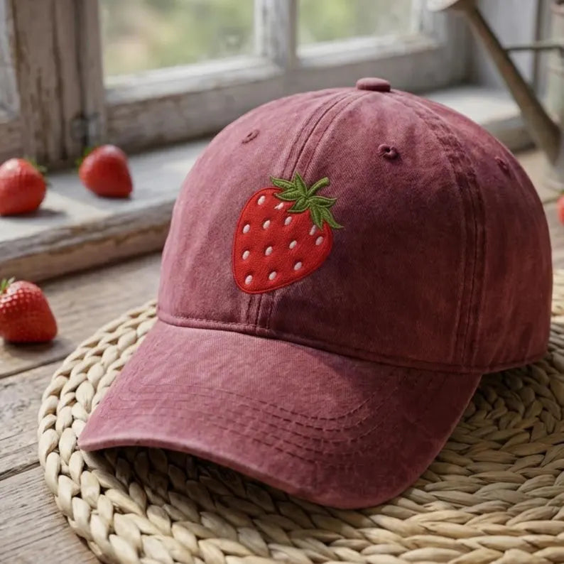 Cute Strawberry Embroidered Baseball Cap