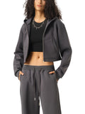 Women's Cropped Zip Hoodie Essential Blank Streetwear
