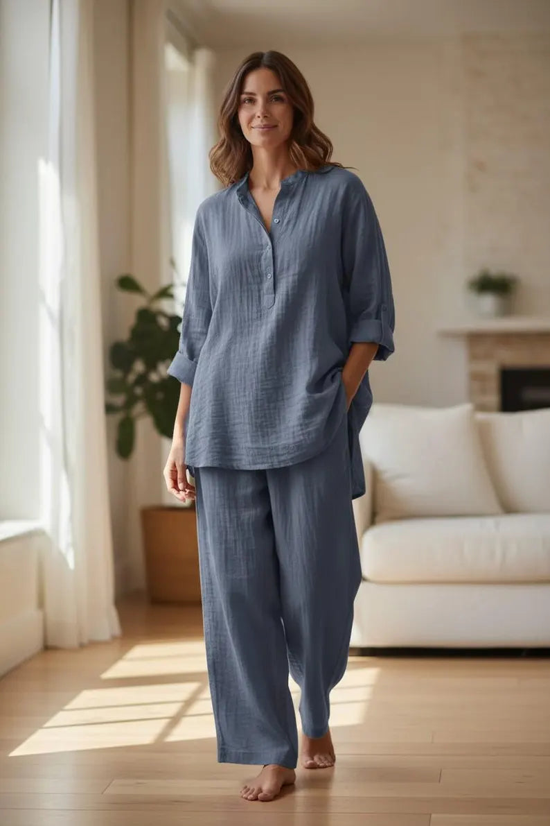 Cotton Gauze Pajama Set - Women's Summer Sleepwear & Adorable Camisole Loungewear