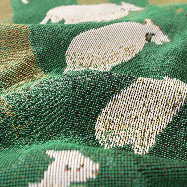 Sheep Tapestry Throw Blanket - Vintage Woven Field Landscape Wall Art & Countryside Meadow Blanket