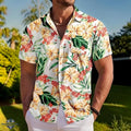 Men's Tropical Floral Print Short Sleeve Hawaiian Shirt