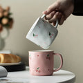 Hand Painted Cherry Ceramic Coffee Mug - 10 oz Stoneware Tea Cup, Cute Espresso & Latte Mug