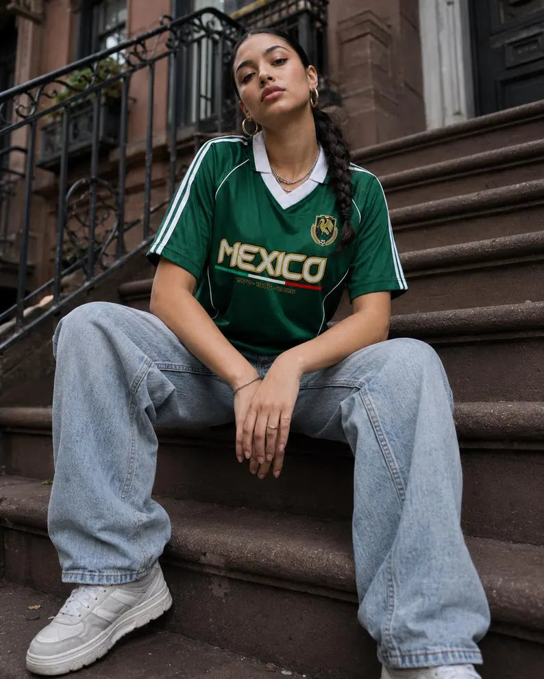 Retro Mexico Soccer Jersey - Vintage Football Shirt, 90s Streetwear Style Graphic Tee