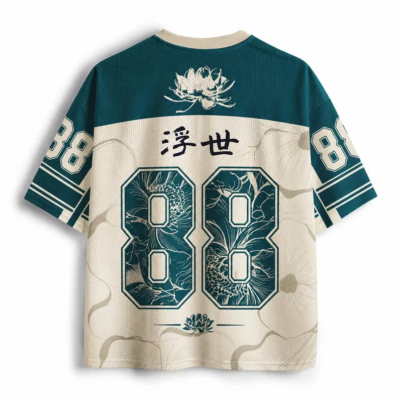 Lotus Bloom Baseball Jersey - Japanese Botanical Sports Shirt, Zen Floral Art Unisex Gift