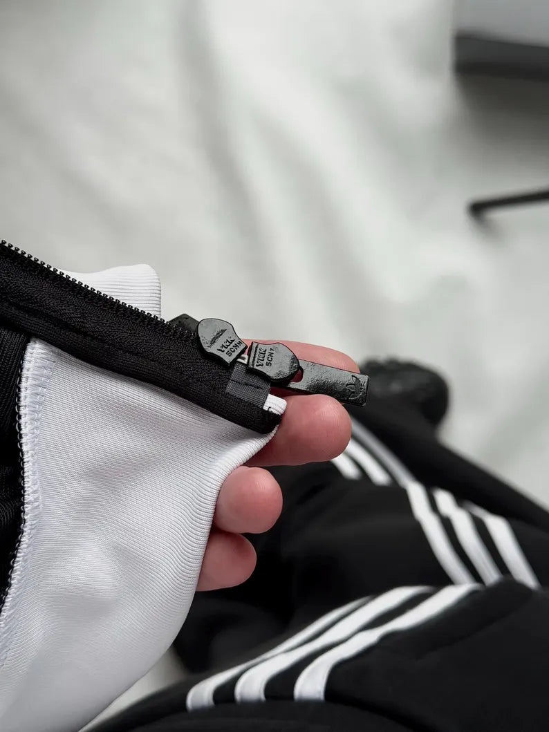 Black Zip Up Track Jacket - Boxy Fit Retro Athletic Streetwear Jacket