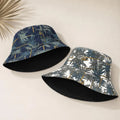 Floral Bucket Hat Reversible - Unisex Cotton Tropical Print Summer Sun Cap & Beach Travel Hat