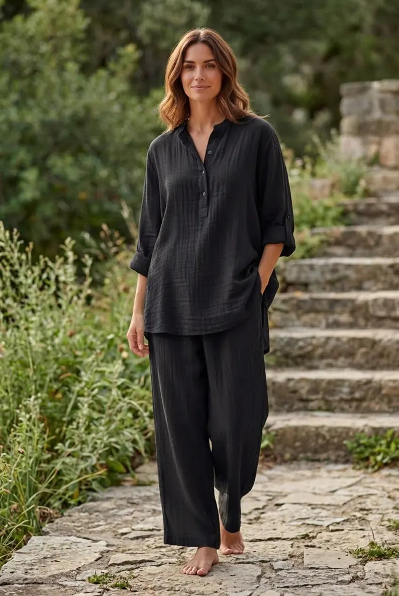 Cotton Gauze Pajama Set - Women's Summer Sleepwear & Adorable Camisole Loungewear