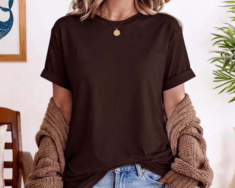 The Minimalist Basic T-Shirt in Dark Chocolate Brown Cotton