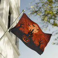 Halloween Haunted House Garden Flag - Gothic Castle & Pumpkin Outdoor Spooky Decor
