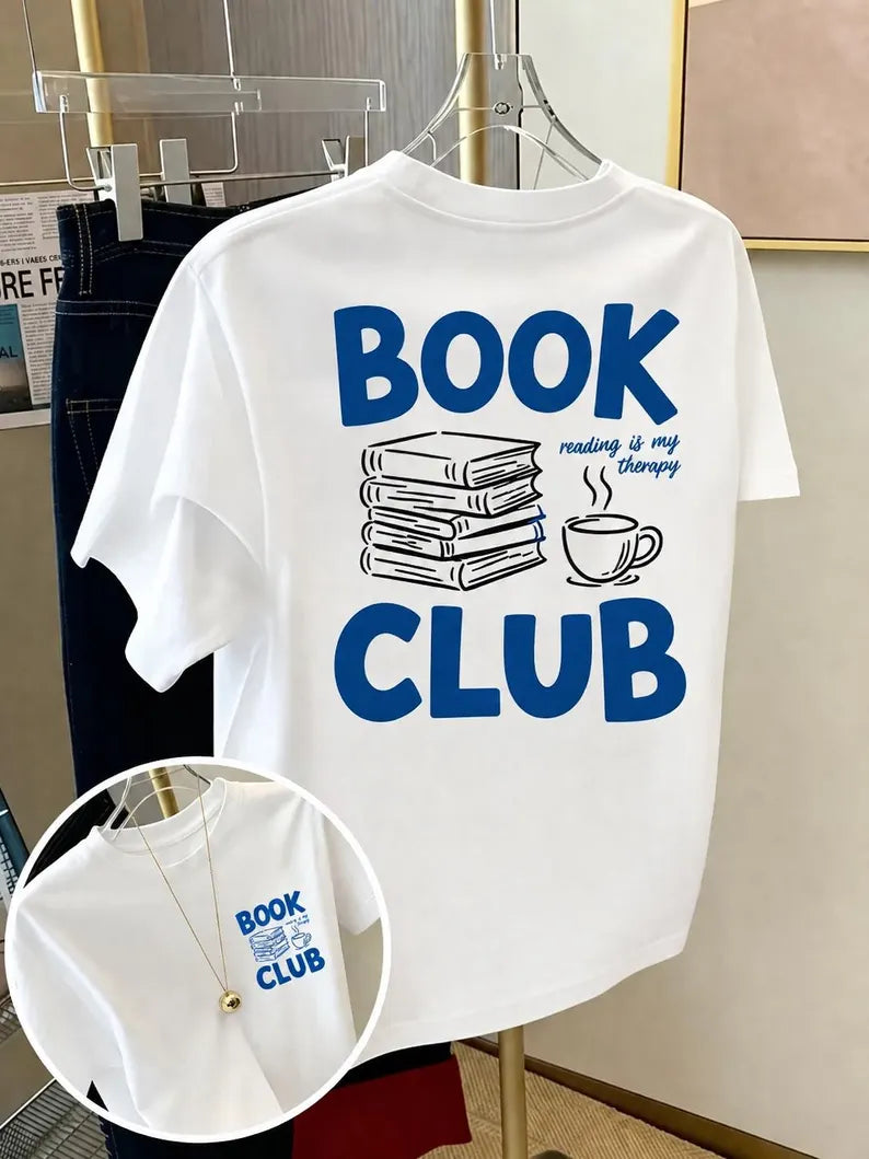 Reading is My Therapy T-Shirt - Funny Book Club Graphic Tee for Bookworms & Readers