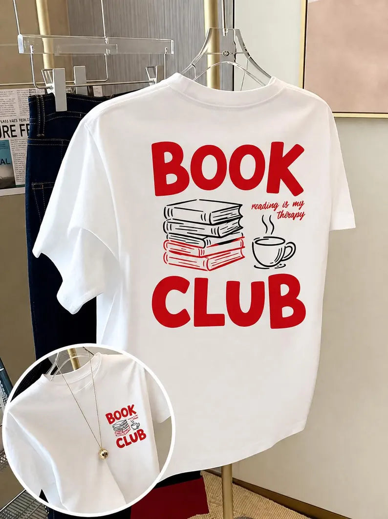 Reading is My Therapy T-Shirt - Funny Book Club Graphic Tee for Bookworms & Readers