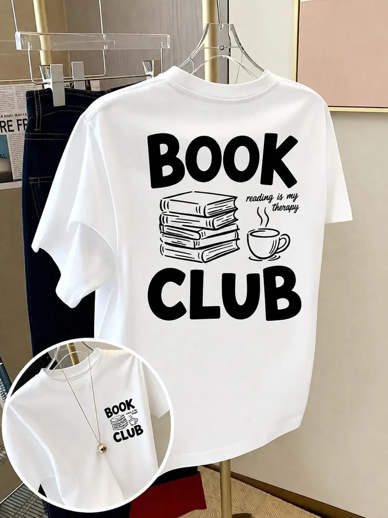 Reading is My Therapy T-Shirt - Funny Book Club Graphic Tee for Bookworms & Readers